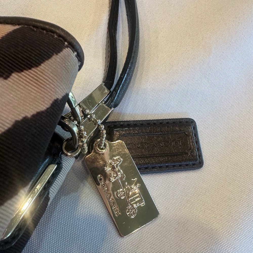 Coach Zebra-Print Brown and Tan Shoulder Bag - Picture 4 of 12